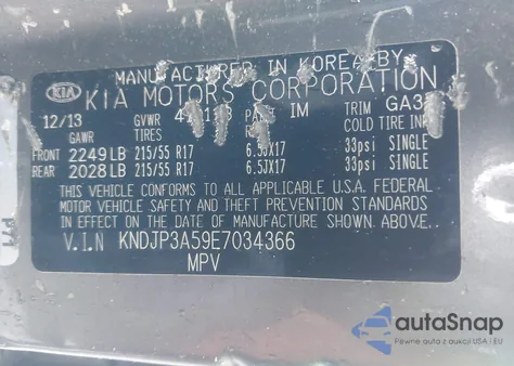 2014 Kia Soul + from USA, damaged, VIN KNDJP3A59E7034366